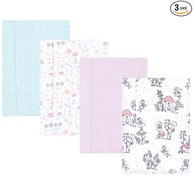 Hudson Baby Unisex Baby Cotton Flannel Burp Cloths, Garden Fairies, One Size