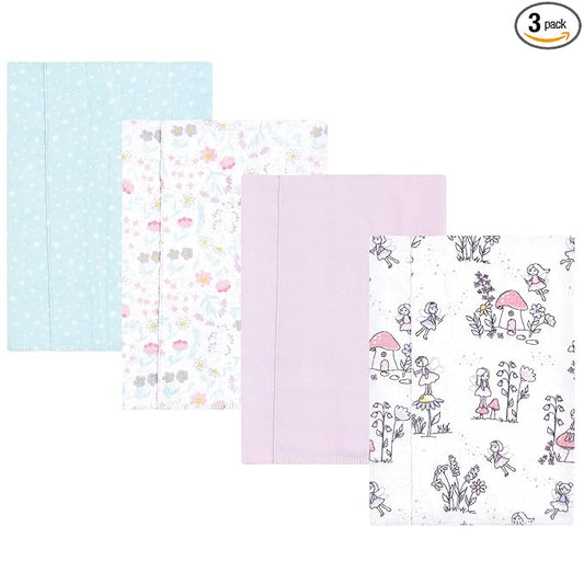 Hudson Baby Unisex Baby Cotton Flannel Burp Cloths, Garden Fairies, One Size