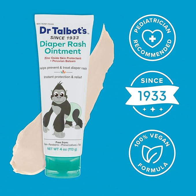 Dr. Talbot's Baby Diaper Rash Ointment - 4 oz - Zinc Oxide Skin Protectant with Peruvian Balsam - Treats and Prevents Rash