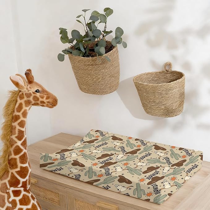 Changing Pad Cover for Baby Girls Boys, 32"/34" x 16" Safe Snug Diaper Change Table Pad Covers, Soft Stretchy Changing Pad Sheets Western Cowboy Howdy Theme Nursery Decor