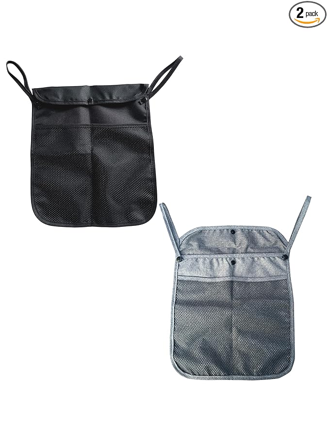 2PCS Pack Baby Stroller Organizer, Umbrella Stroller Organizer,Two compartment,with front mesh pockets, holder for water bottles, diapers wipes and folded up when folded the stroller. (Black+Grey)