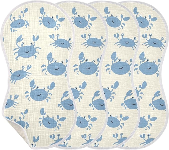 vvfelixl Muslin Burp Cloths Happy Crabs Baby Washcloths for Baby Girl Boys 2 Pack