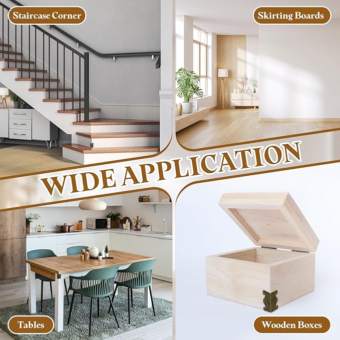 uxcell 8 Pcs Baseboard Corner Protectors, Decorative Vintage Metal Edge Cover Skirting Board Wall Corner Protector for Wood Furniture Table Cabinet Drawer, Bronze