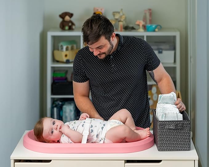 Baby Changing Pad, Waterproof & Non-Slip Changing pad, Wipeable Changing Table pad, Contoured Foam for Diaper Changes, Liquids-Free, No Fabric Cover Needed, Less Laundry Loved by Green Moms