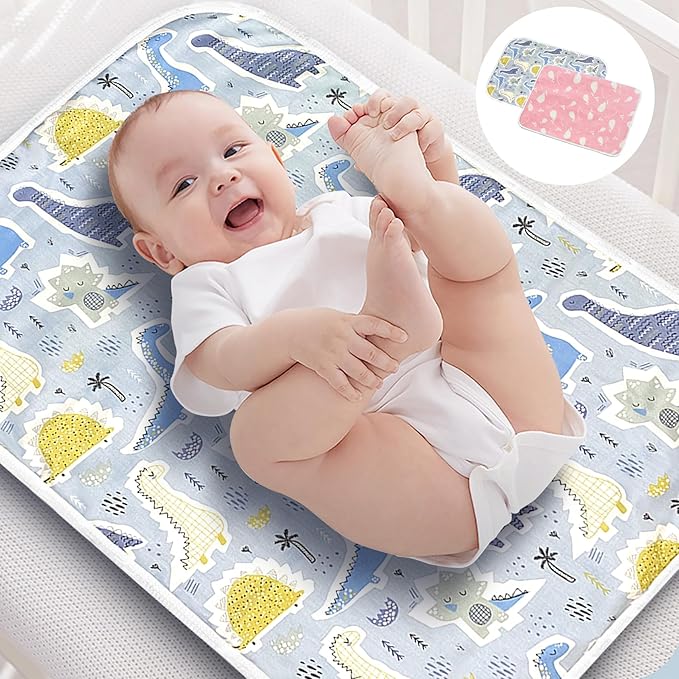 2 Pcs Baby Diaper Changing Pad, Maveek 19.7'' X 27.6'' Newborns Waterproof Diaper Pad Reusable Nappy Multi Function Washable Mat for Home and Outdoor(Pink&Blue)