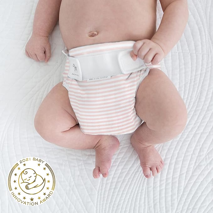 Amazing Baby Hybrid Cloth Diaper Cover with Pocket-Sling, Small, Sz 2 (8-15 lbs), Use with Boosties Inserts, Pink Tiny Stripes, SmartNappy Set includes Muslin Cover + Tri-fold Insert + Booster Pad