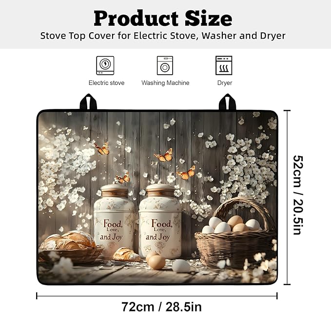 Multi-Design Silicone Stove Cover for Glass/Electric Stoves - 3-in-1 Heat-Resistant Protector Mat, Non-Slip Drying Rack 28"x20" (Shop Window)
