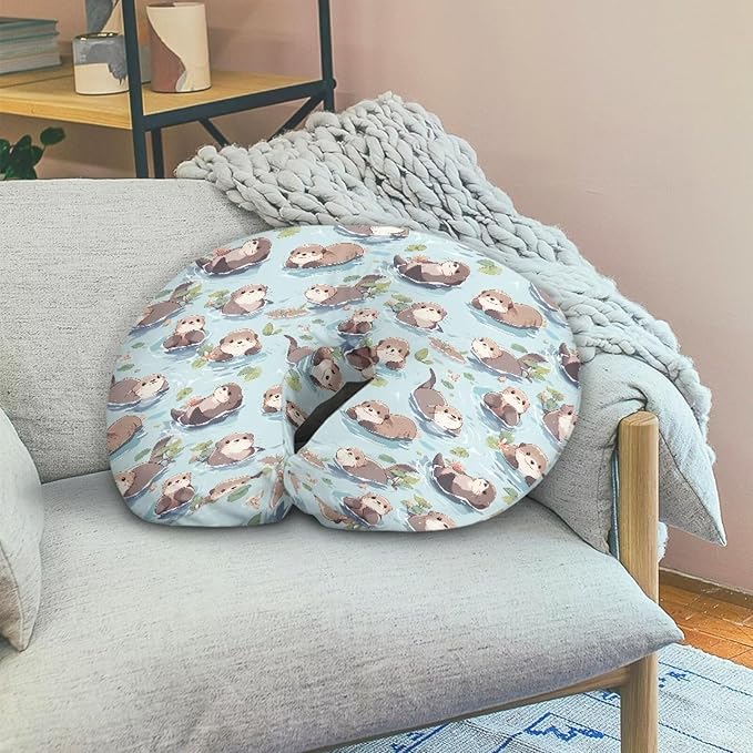 Jeiento Blue Sea Animal Otter Nursing Pillow Covers Cartoon Pillow Covers Comfortable Breastfeeding Pillow Slipcover Ultra Soft Pillowcase for Infant & Baby Safely Feeding Pillow Covers