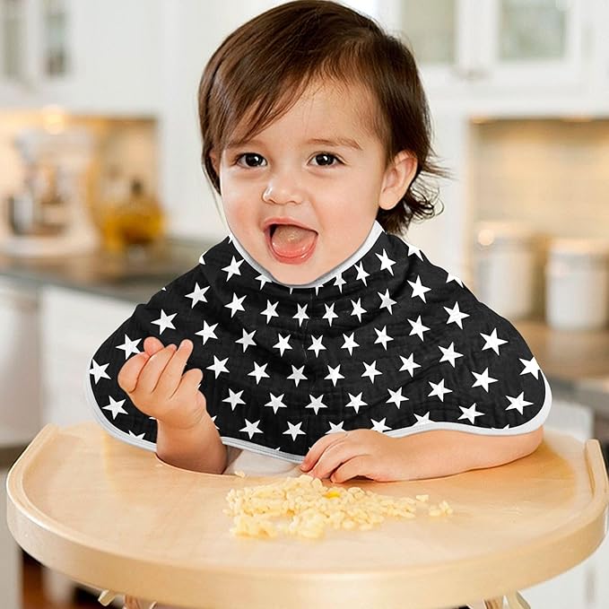 American Stars Black Burp Cloths Baby Boys Girls Absorbent Soft Cotton Burping Cloths Rags, 4 Pack