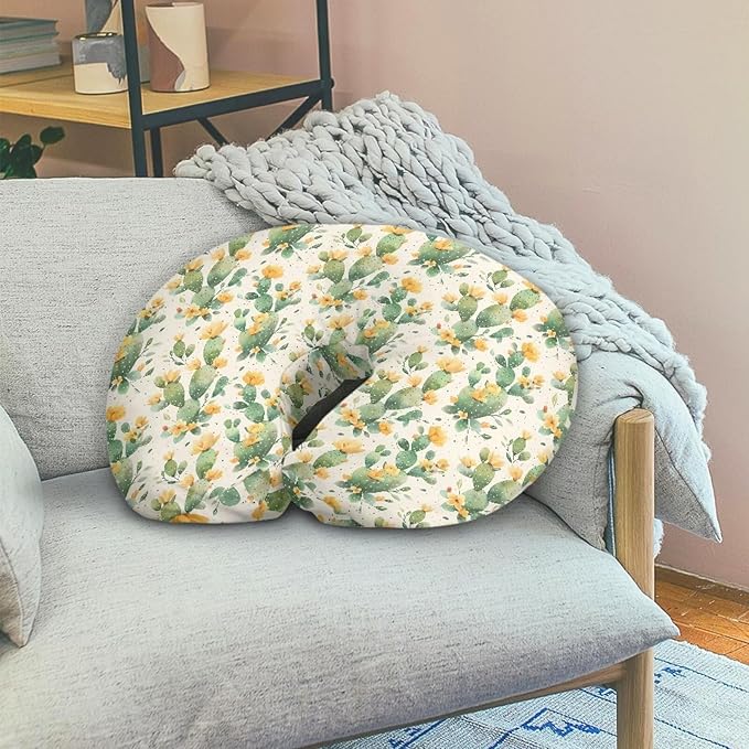 Cactus Pattern Pillow Cover for Infant Snug, Breathable Neutral Breastfeeding Pillow Cover for Bottle Feeding, Lightweight Breastfeeding Pillow Slipcover