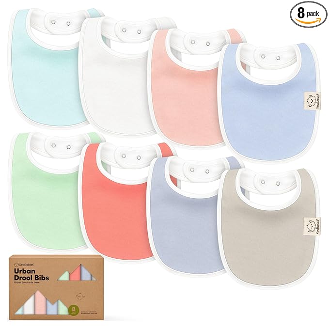 8-Pack Organic Baby Bibs for Boys, Girls - Soft Cotton Drooling and Teething Bibs for Baby Girl & Boy, Extra Absorbent, Easy to Clean & Put On for Toddler, Newborn, Infant 0-24 Months (Spring)