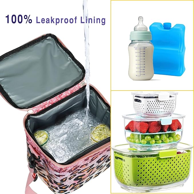 Breastmilk Cooler Bag with Ice Pack Fits 4 Baby Bottles Up to 9 Ounce Insulated Baby Bottle Bag Breast Milk Cooler on The Go with Strap Baby Bottle Cooler Bag for Nursing Mom Daycare or Travel