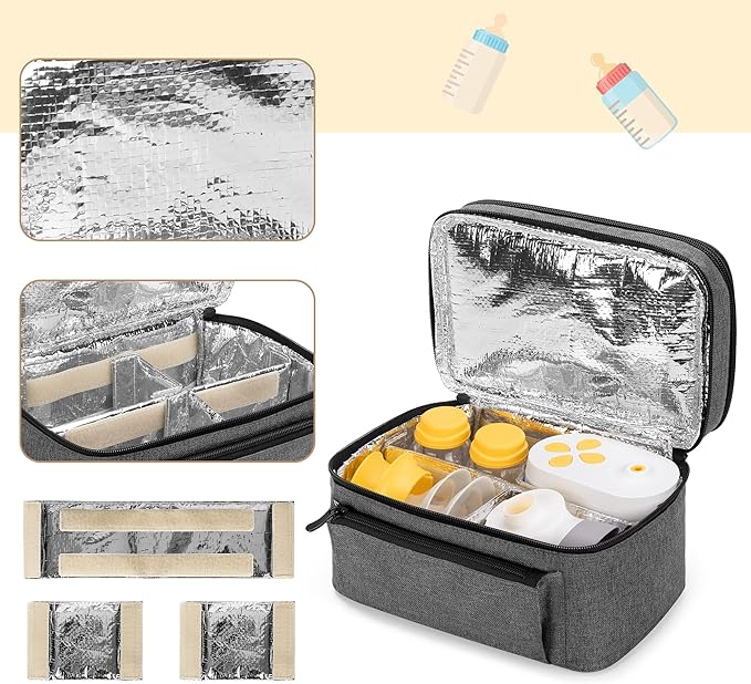 BAFASO Breast Pump Bag (Compatible with Medela Pump in Style) with a Waterproof Pump Parts Pad, Carrying Case for Medela Pump in Style and Extra Parts (Patent Pending), Gray