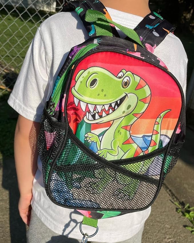 Backpack Leash for Toddlers, Dinosaur Kids Backpacks with Anti Lost Wrist Link, Children Mini Travel Bag for Baby Boys Girls