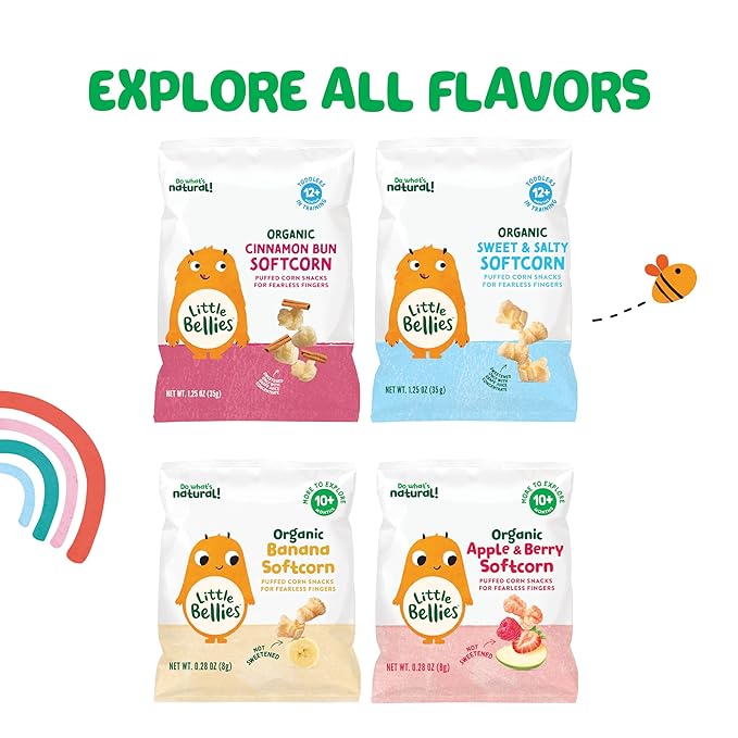 Little Bellies Organic Cinnamon Bun Softcorn Toddler Snack (5 x 1.25 oz Individual Packs)