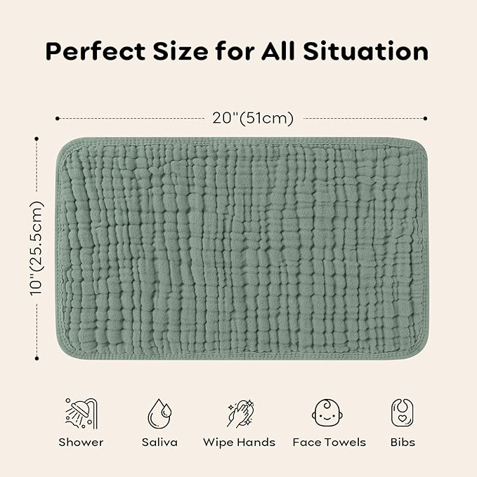 Looxii Muslin Burp Cloths 100% Cotton Muslin Cloths Large 20''x10'' Extra Soft and Absorbent 6 Pack Baby Burping Cloth for Boys and Girls(Multicolor)