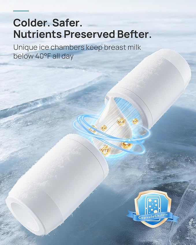 Papablic Innovative 360° CapsuleChill Breastmilk Cooler for 36H Safe Storage