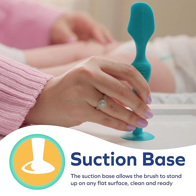 Dr. Talbot's Diaper Cream Brush for Babies - Diaper Rash Cream Applicator with Suction Base - Full Size - Aqua Blue