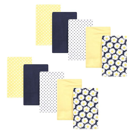 Hudson Baby Unisex Baby Cotton Flannel Burp Cloths, Daisy, One Size