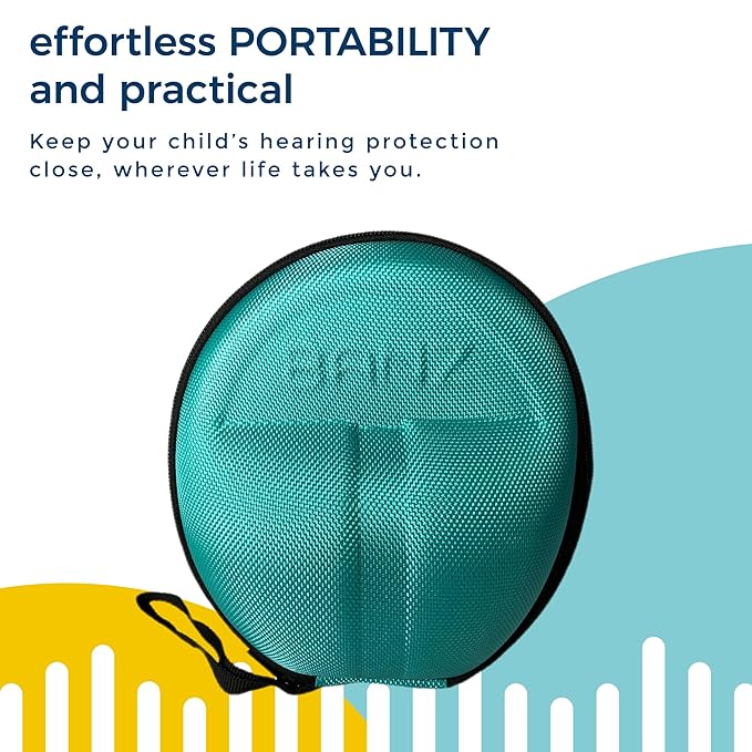 BANZ Baby Earmuffs Case – Premium Protective Hard EVA – Fits Baby Earmuffs and Bluetooth Headphones – Protects Children’s Hearing Gear – Travel Case – Lagoon