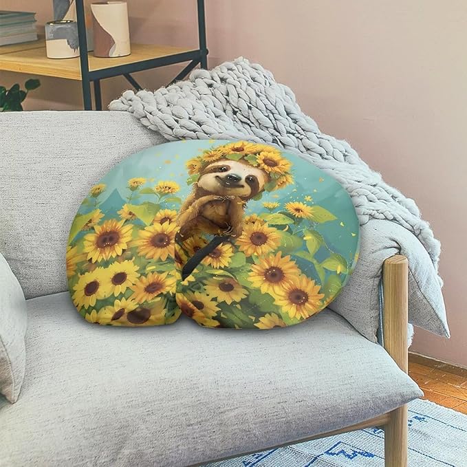 Sunflower Sloth Nursing Pillow Cover for Newborn U-Shaped Breastfeeding Pillow Slipcover Hidden Zipper Design Soft and Skin-Friendly