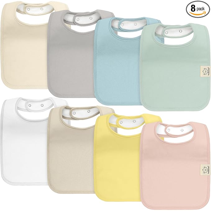 KeaBabies 8-Pack Organic Baby Bibs for Boys, Girls - Super Absorbent Cotton Drool Bibs for Baby Girl & Boy, Teething Toddler, Drooling Newborn, Ultra Soft & Machine Washable (Dawn)