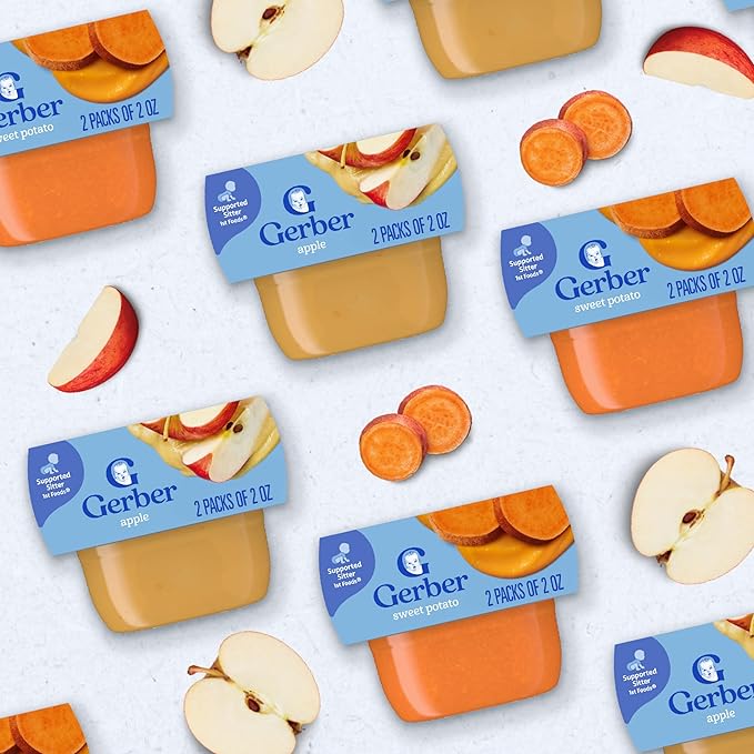 Gerber Stage 1 Baby Food, Sweet Potato Puree Tub, No Artificial Colors or Flavors, Baby Puree, 16-Pack