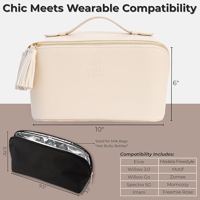 Sonny & Sloane Wearable Breast Pump Bag with Removable Cooler – Clearance Price – Compatible with Wearable Breast Pumps, Portable Pumping Bag with Room for Accessories