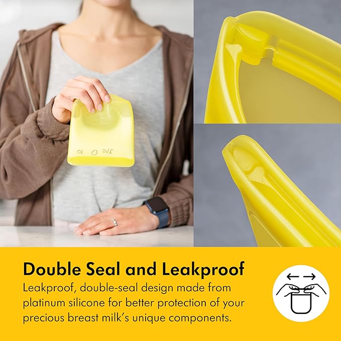 Medela Reusable Silicone Breast Milk Storage Bags with Double-Seal Design, BPA Free, One-Piece, Fridge and Freezer Storable, 220 ml, 500 Uses