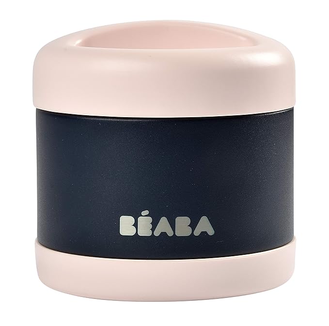 Beaba Stainless Steel Insulated Food Jar 10 oz, Kids insulated, Lunch Containers, Leakproof, Wide Opening, Suitable for Hot and Cold Foods (Midnight)