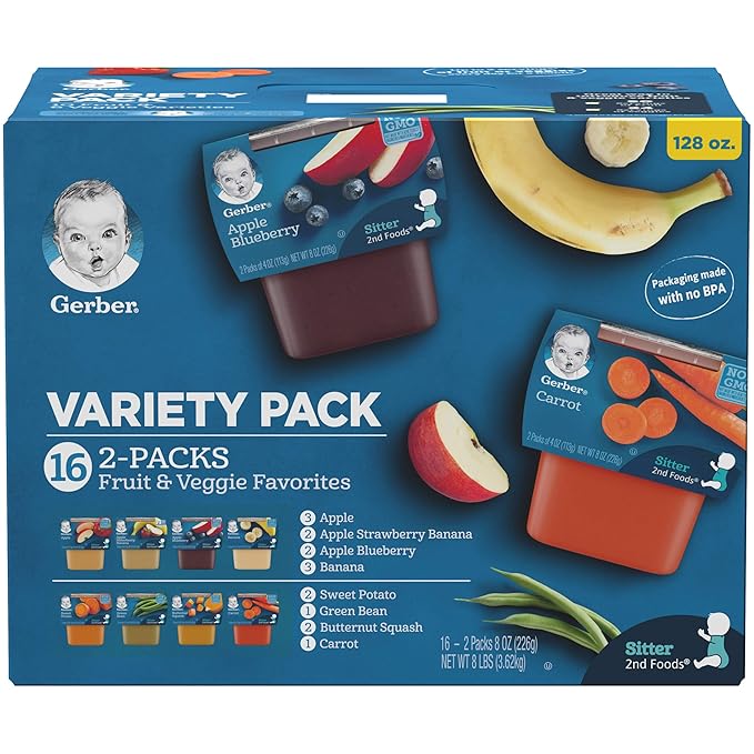 Gerber Purees Veggie, Fruit & My 1st Veggies Variety Bundle (16 Count)