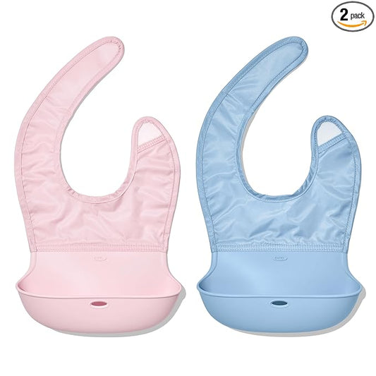 OXO Tot Roll-Up Bib - 2 Pack - Blossom and Dusk