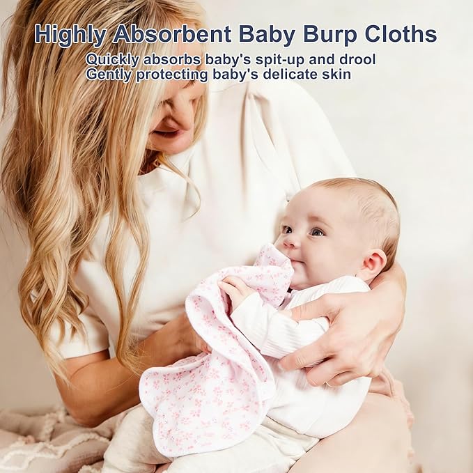10-Pack Burp Cloths for Baby Boys and Girls - Organic Baby Burp Cloth,Baby Washcloths, Burp Rags, Large Neutral Burp Clothes for Newborn