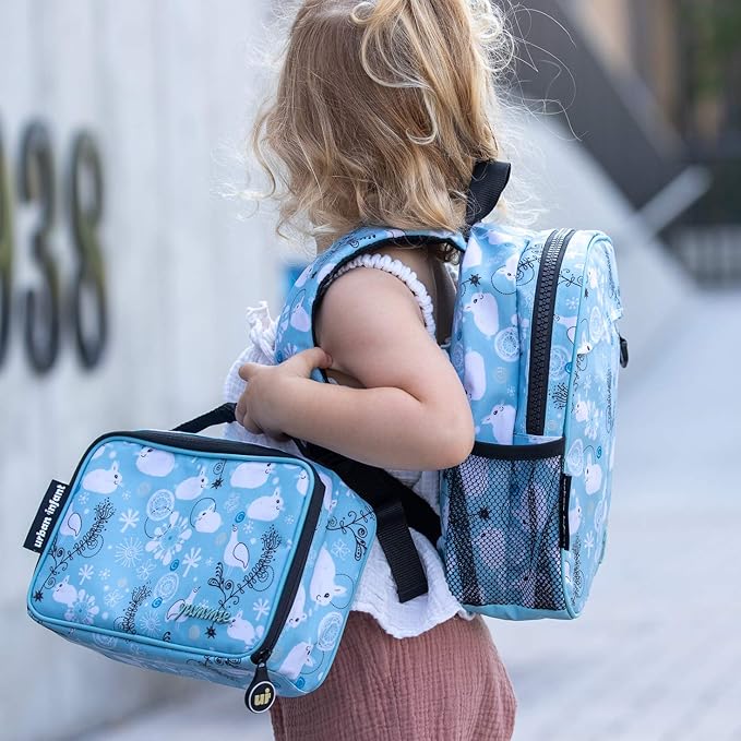 Urban Infant Yummie Kids Lunch Box Insulated Bag - Toddler Boys and Girls – Perfect for Daycare Preschool Travel Snacks – Allergy Alert Cards - Fits Bento Boxes - Honeycomb