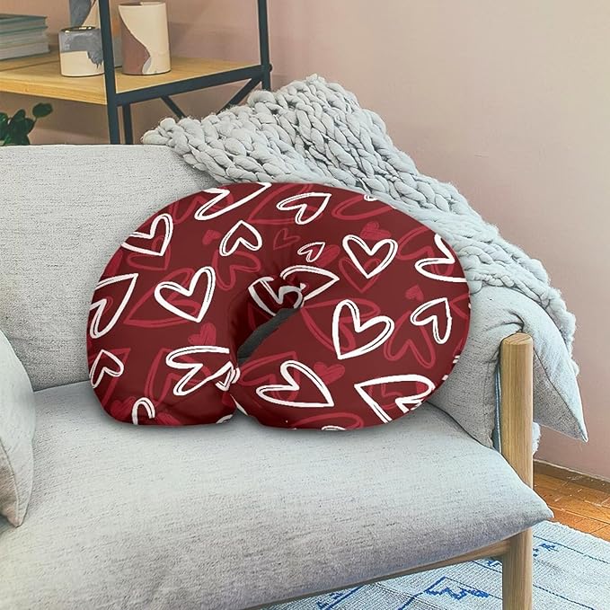 Baby Nursing Pillow Cover, Ultra Soft Nursing Cover Compatible with Pillow,Washable & Breathable Nursing Slipcover，Fits The Original Support for Breastfeeding,Red Love Print(Cover Only)