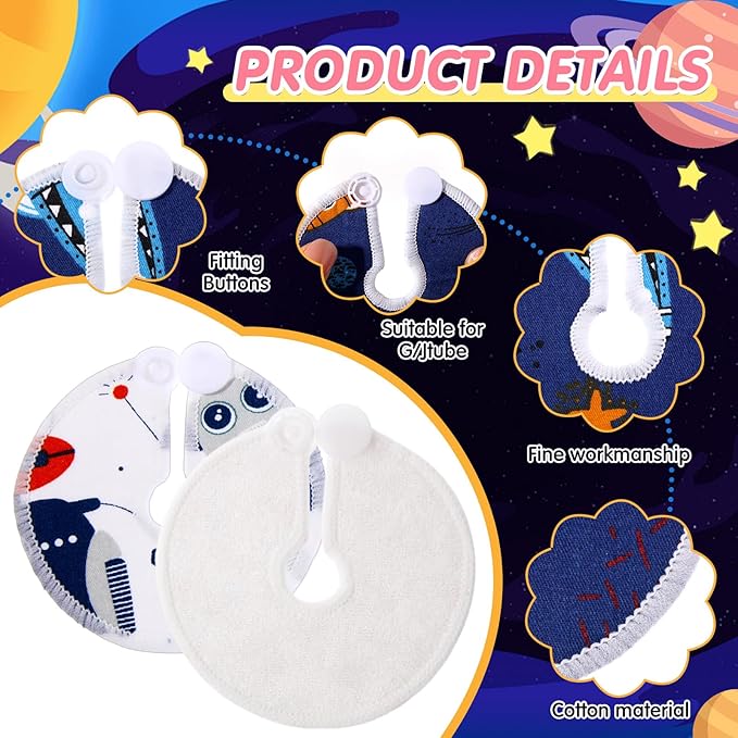 Threlaco 48 Pcs Gtube Button Covers Feeding Tube Pads Holder Abdominal Reusable Accessories Peg Tube Soft Absorbent Breast Feeding Pads Breastfeeding Support Nursing Care Stay Dry(Universe)
