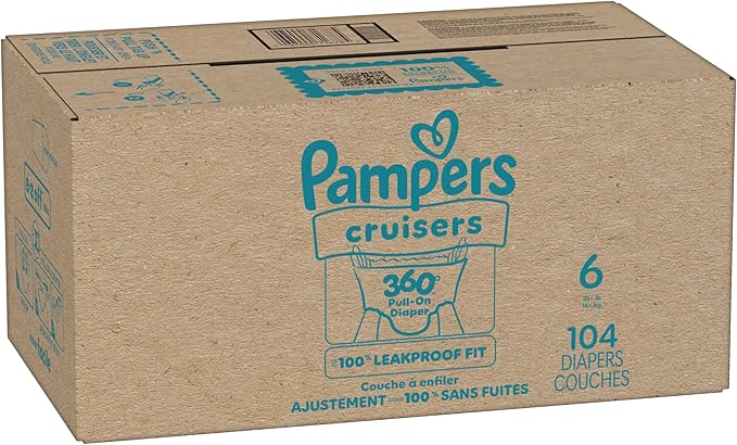 Pampers Diapers - Cruisers 360 - Size 6, 104 Count, Babyproof up to 100% Leakproof Pull-On Diaper