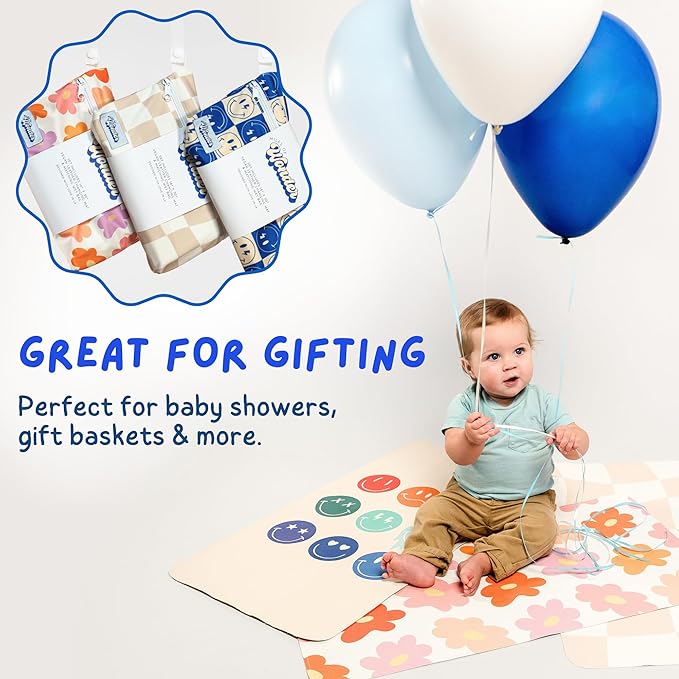 Portable Changing Mat with Reusable Waterproof Wet Bag, (16 x 30 Inches) Baby Changing Mat, Non-Toxic Changing Pad Portable Folds and Wipes Clean, Baby Changing Pad Travel (Checkered)