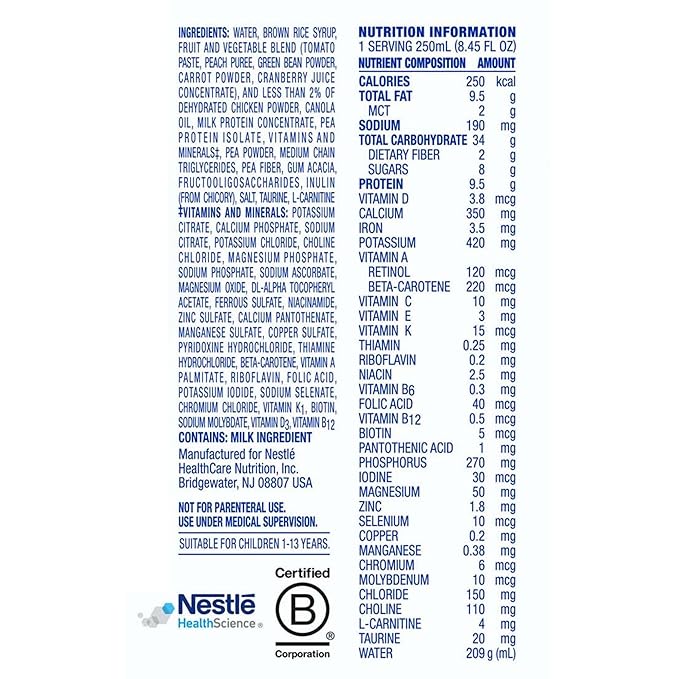Compleat Pediatric Original Pediatric Tube Feeding Formula Unflavored 8.45 oz Carton, 12 Count