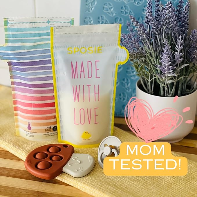 SPOSIE SimpleFeed Breast Milk Storage Bags | Feeding Made Easier | 8oz, 100 Count | Easy Pour, Temperature Sensor, Freezer Safe, Leak-Proof, BPA-Free