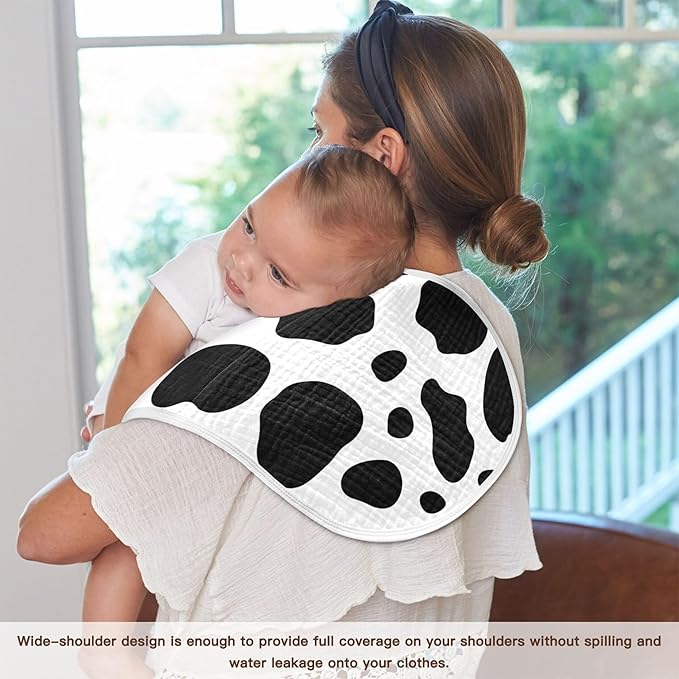 Cow Print Burp Cloths Baby Boys Girls Absorbent Soft Cotton Burping Cloths Rags, 1 Pack