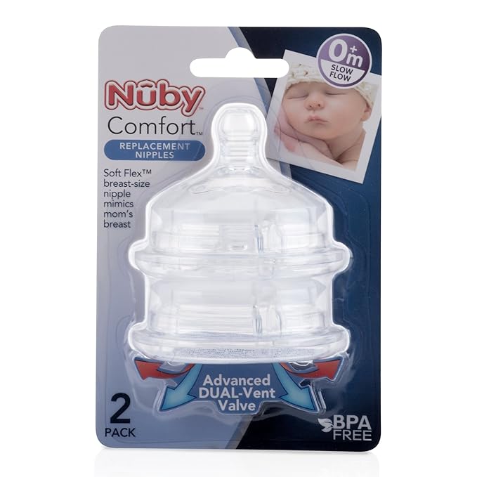 Nuby 2 Piece Slow Flow Comfort Nipple (Pack of 2)
