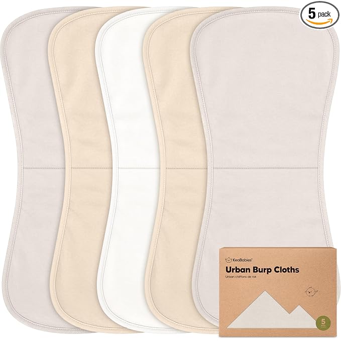 Organic Burp Cloths Baby Boy & Girl - 5-Pack Super Absorbent Cotton Burping Cloths for Babies, Soft & Plush Newborn Spit Up Rags, Infant Towels for Milk Spit Up, Unisex, Large 21" x 10" (Purest)