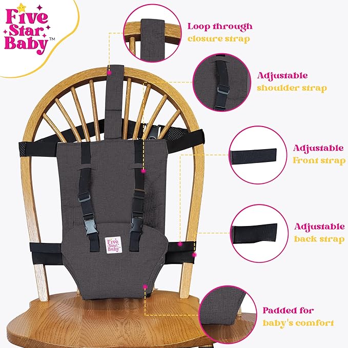 Portable Baby Chair Strap – Travel Dining Seat Cover for Babies & Toddlers | Portable Baby Chair for Travel | Compact, Foldable Baby Seat Cover – Black