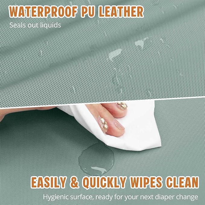 Vegan Leather Baby Changing Pad, Waterproof & Wipeable Soft Diaper Changing Mat 32“ x 16.6" Comfortable Infant Changing Station for Dresser & Table