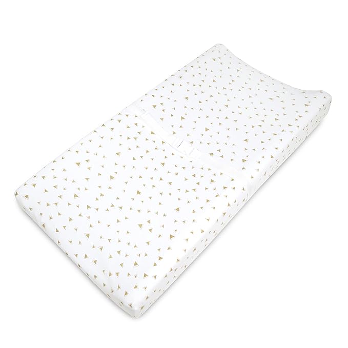 TL Care Printed 100% Natural Cotton Jersey Knit Fitted Contoured Changing Table Pad Cover, Taupe Triangle, Soft Breathable, for Boys and Girls