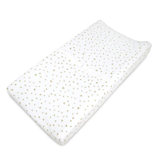 TL Care Printed 100% Natural Cotton Jersey Knit Fitted Contoured Changing Table Pad Cover, Taupe Triangle, Soft Breathable, for Boys and Girls