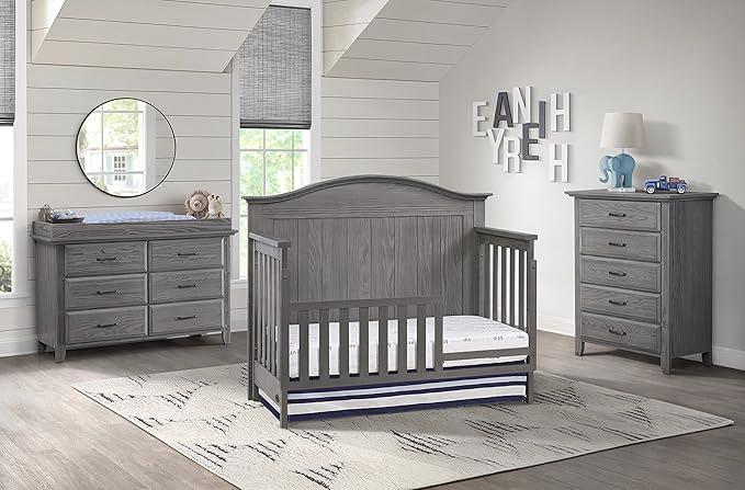 Soho Baby Chandler Crib to Toddler Bed Guard Rail Conversion Kit, Graphite Gray, GreenGuard Gold Certified