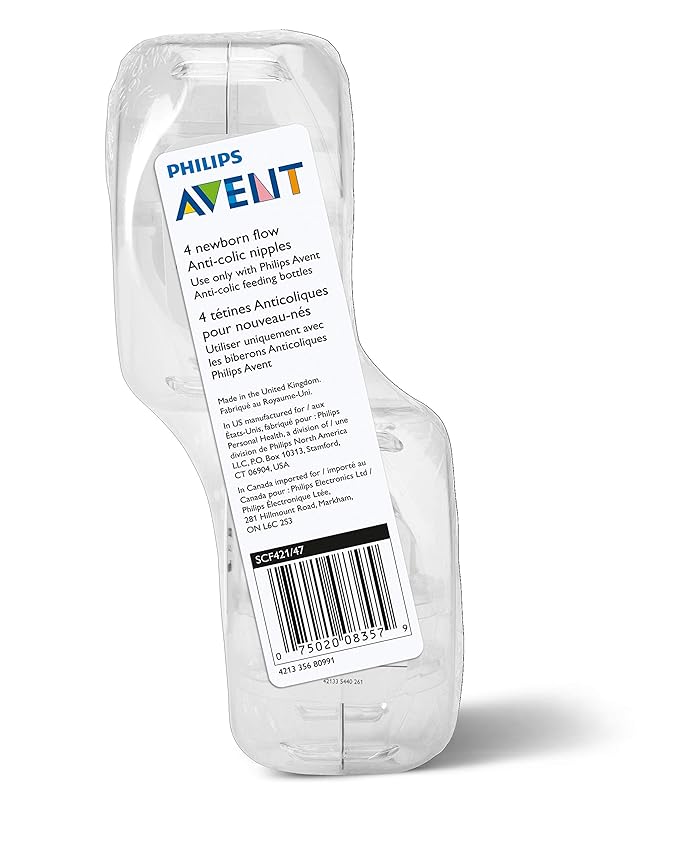 Philips Avent Anti-colic Baby Bottle Newborn Flow, Pack of 4, Flow 1, SCF421/47