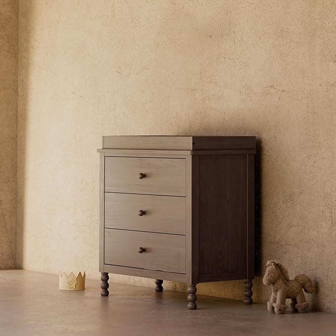 Storkcraft Rio 3 Drawer Chest with Changing Topper (Hazelnut) – GREENGUARD Gold Certified, Premium Wood Dresser for Baby & Kids Bedroom, Safety Interlocking Drawers, Pre-Installed Tracks, Kids Chest